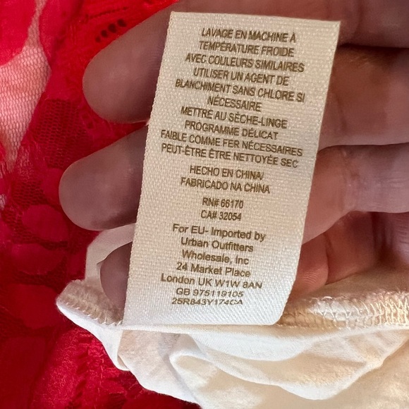Free People Red Lace Dress‎ With White Slip Size 8 - Picture 6 of 6